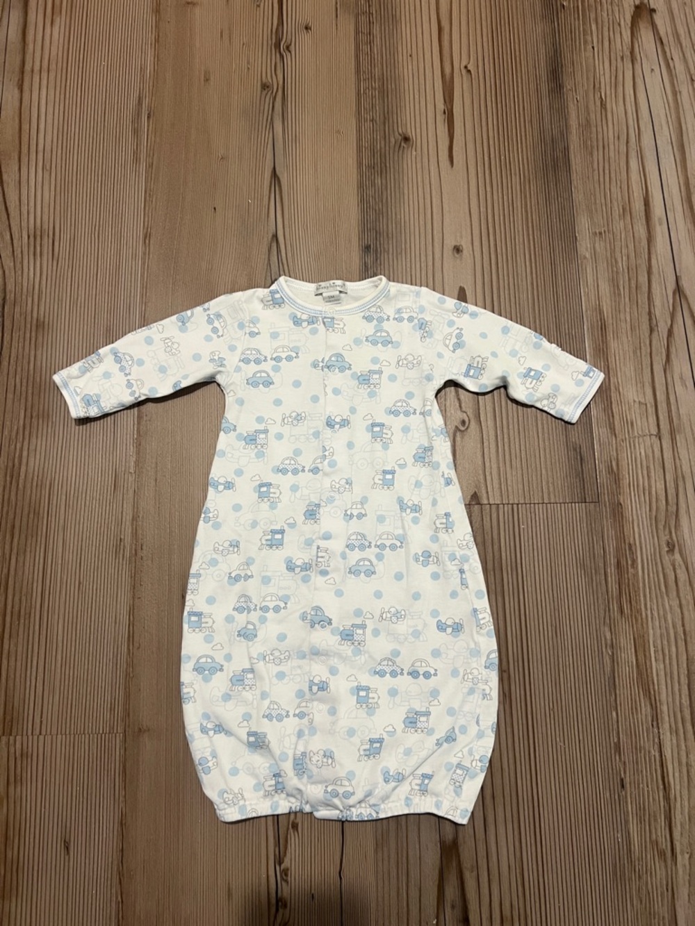 Kissy Kissy White Sleep Sack with Light Blue Vehicle Print - Kids Pajamas